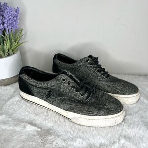 Polo by Ralph Lauren Sneakers Men’s 7.5 Vaughn Gray/Black Herringbone Wool/Suede